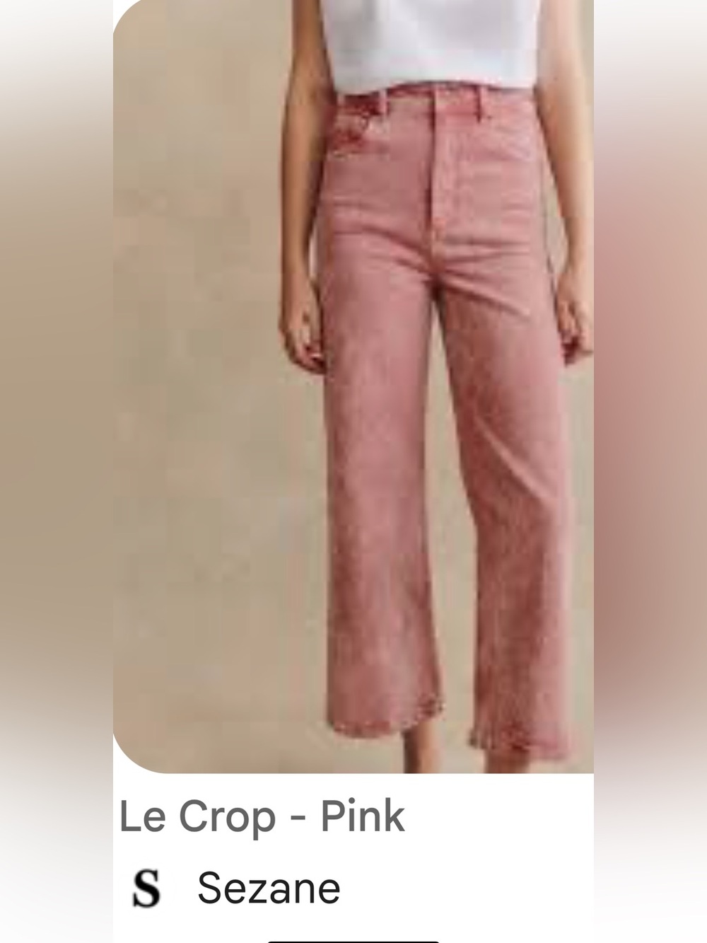 Sezane Dusty Rose Cropped Wide-Leg Jeans